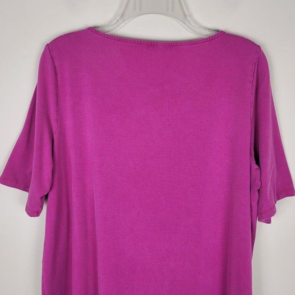 Eileen Fisher Size L Tencel Stretch Jersey T-Shirt Dress Short Sleeve Dark Pink - Picture 4 of 12